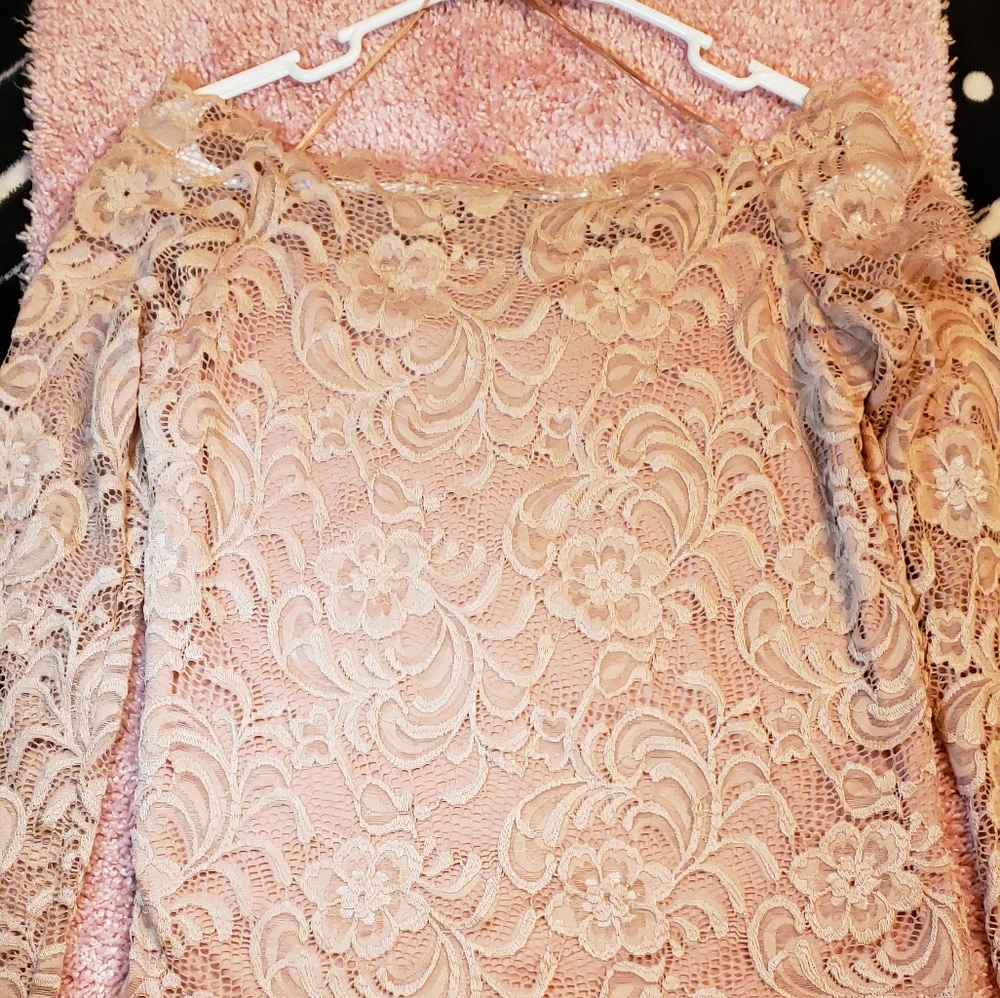 Off shoulder pink shirt